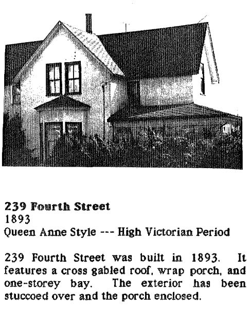 239 Fourth Street, as featured in the New Westminster Heritage Resource Inventory