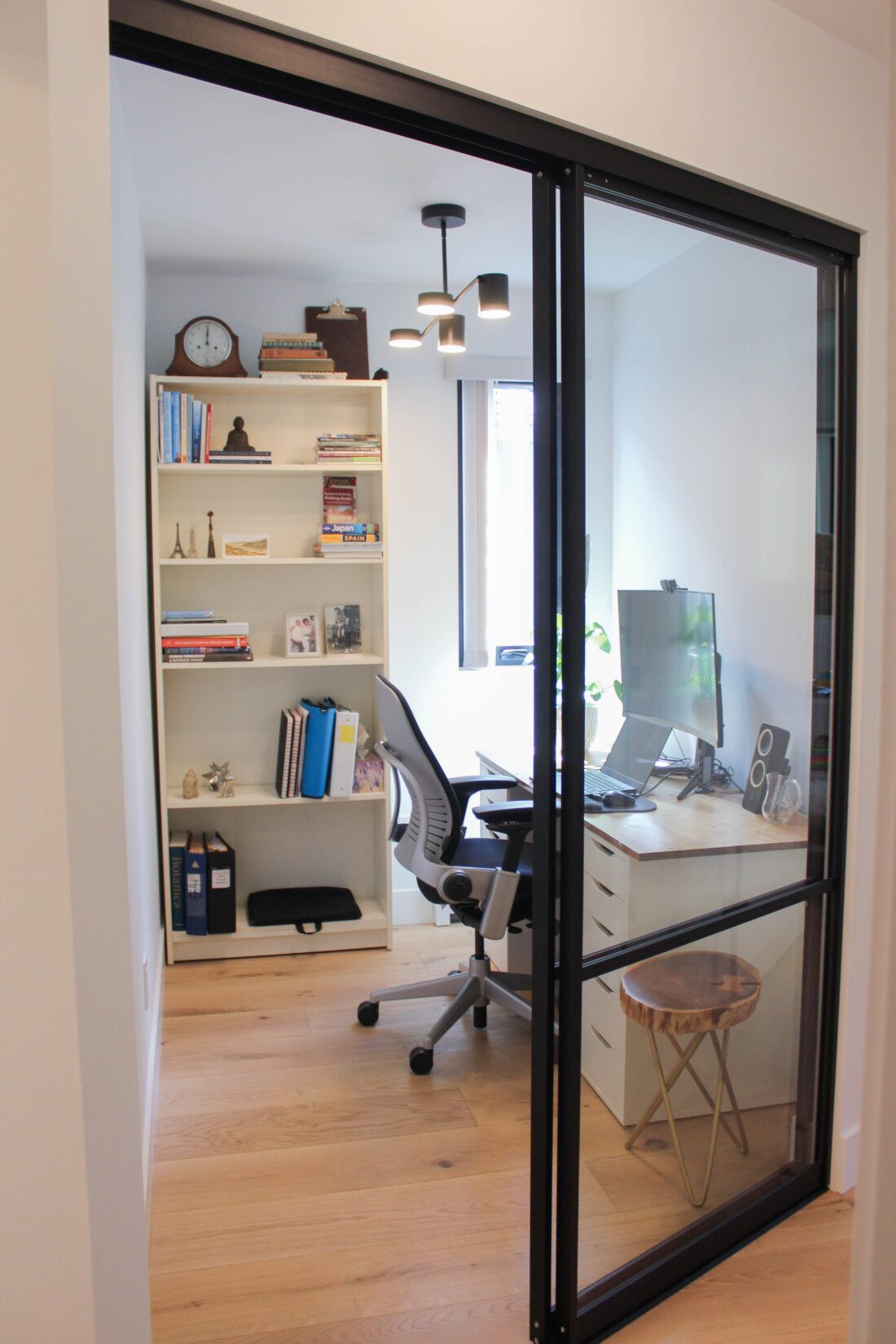 The upstairs office has a glazed entry.
